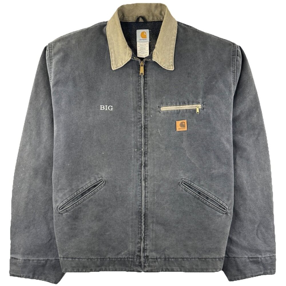 VTG Carhartt J97 PTL Detroit Jacket Mens 3XLT Petrol Gray Fade Blanket Lined USA